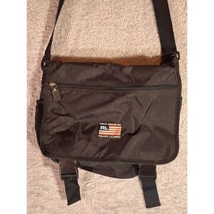 Polo Jeans Co Ralph Lauren Messenger Bag Black RL Flag Logo Adjustable Strap